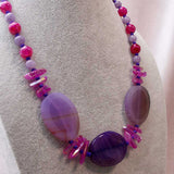 purple pink handmade chunky bead necklace uk