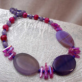 chunky bead necklace bold purple pink colours