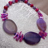 purple pink chunky semi-precious bead necklace
