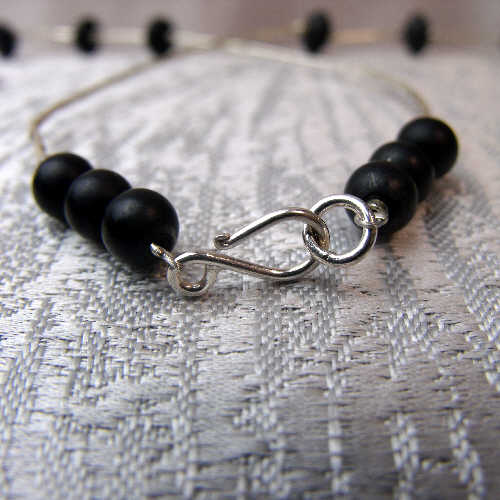 Bright Agate Semi-Precious Beads Set In Sterling Silver Necklace