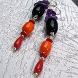long drop earrings, long semi-precious statement earrings uk
