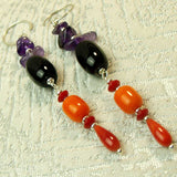bright bold semi-precious bead long statement earrings