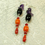 long drop statement earrings handmade semi-precious beads