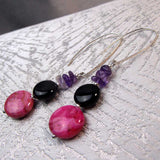 long earrings, semi-precious bead statement earrings handmade uk