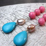 handmade statement earrings, long drop