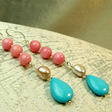 unique statement earrings, original, semi-precious beads
