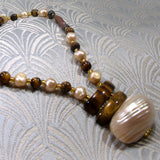 tigers eye dainty semi-precious bead necklace, tigers eye delicate semi-precious necklace UK