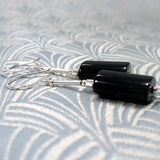 black earrings, black onyx earrings sterling silver