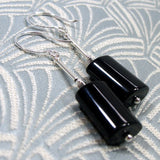 black semi-precious bead jewellery earrings, black beaded semi-precious jewellery earrings UK