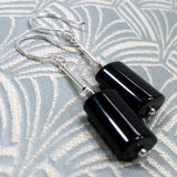black earrings, black onyx earrings, semi-precious stone earrings
