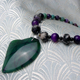 semi-precious stone pendant necklace, heart gemstone pendant, handmade gemstone pendant necklace