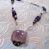 amethyst dainty semi-precious bead necklace, delicate semi-precious necklace handmade amethyst