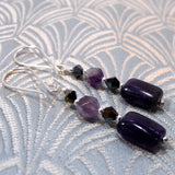 long drop purple earrings