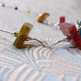 sterling silver dainty necklace with semi-precious gemstone beads
