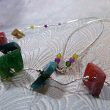 bright gemstone silver delicate necklace