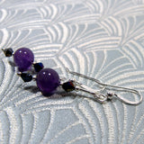 dainty drop earrings handmade from amethyst