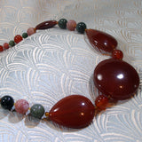 long chunky semi-precious stone bead necklace, long chunky necklace