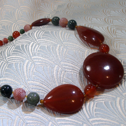 long chunky necklace, chunky semi-precious necklace NM12