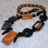 black orange long chunky necklace, semi-precious chunky necklace design