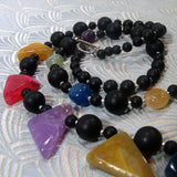 unique long bright bold necklace chunky design