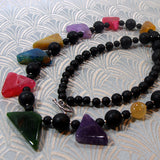 long semi-precious stone bead necklace, long beaded necklace NM34