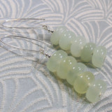 long  semi-precious stone earrings, long semi-precious jade earrings