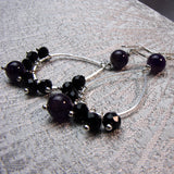 semi-precious beaded earrings with hoops long length