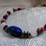 long semiprecious stone bead  necklace, long beaded necklace designNM7