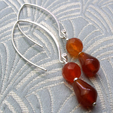 Long semi-precious stone earrings, long semi-precious earrings BB67