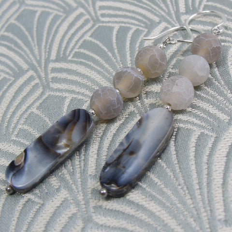 Long semi-precious stone earrings, long semi-precious earrings CC25
