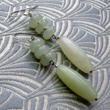 long drop jade earrings, long semi-precious stone earrings, long jade semi-precious earrings uk