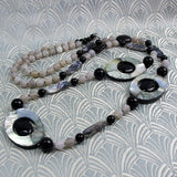long black semi-precious stone necklace chunky, long chunky bead necklace