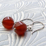short carnelian semi-precious bead earrings, semi-precious stone earrings handmade carnelian