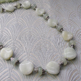 green jade semi-precious stone necklace, jade semi-precious green bead necklace