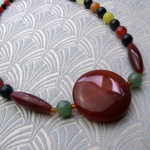 handmade chunky necklace, chunky semi-precious bead necklace BB67