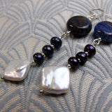 long drop semi-precious earrings, long pearls semi-precious stone earrings uk
