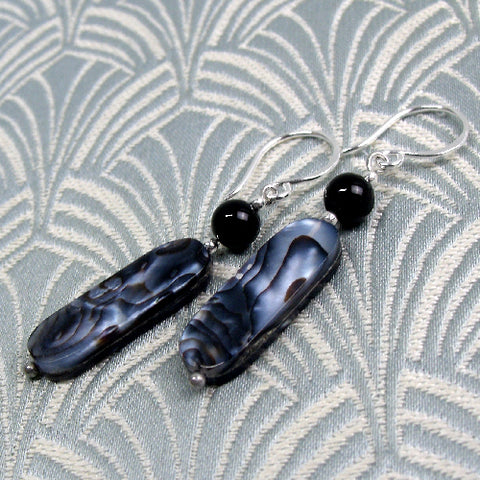 beaded semi-precious earrings, semi-precious stone bead earrings CC26