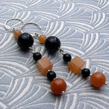 long black orange dangle earrings, handmade jewellery sale, earrings sale