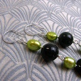 green long handmade statement earrings uk
