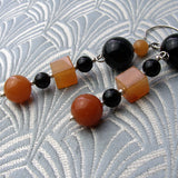 long black orange long statement earrings