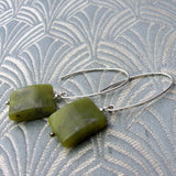 long jade semi-precious stone earrings, semi-precious earrings long jade