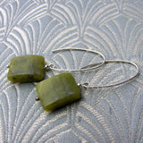 long green jade semi-precious earrings