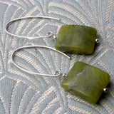 long green jade semi-precious earrings handmade uk