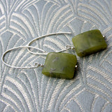 long drop green semi-precious earring design