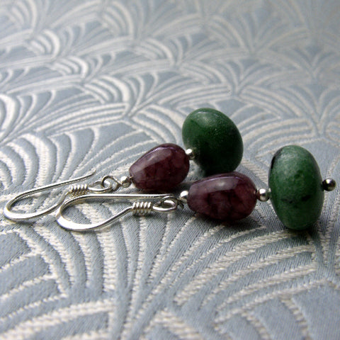 beaded semi-precious earrings, semi-precious stone bead earrings BB71