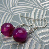 short drop semi-precious stone earrings pink, semi-precious pink bead earrings uk