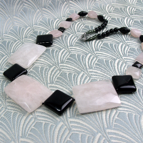 Chunky rose quartz on sale necklace