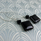 long drop black onyx earrings handmade uk