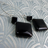 long black semi-precious stone earrings uk, long black semi-precious earrings uk