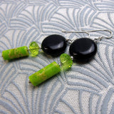 black green handmade semi-precious earrings uk